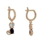 Söğütlü Silver onix ve zirkon taşlı kedi küpe