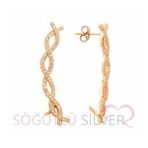 Söğütlü Silver Rose zirkon taşlı kıkırdak küpe