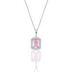 Söğütlü Silver SGTL10125 Gümüş Pembe Kuars Baget Taşlı Kolye