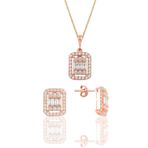 Söğütlü Silver SGTL10131 Gümüş Rose Baget Taşlı İkili Set