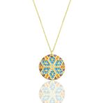 Söğütlü Silver SGTL10156 Gümüş Gold Yuvarlak Kilim Kolye