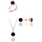 Söğütlü Silver SGTL10216KP Gümüş Lotus Çiçeği Modeli Safir Renkli Taşlı Küpe