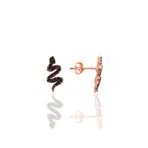 Söğütlü Silver SGTL10226 Rose Siyah Taşlı Yılan Modeli Gümüş Küpe