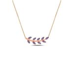 Söğütlü Silver SGTL10293 Gümüş rose mor taşlı yaprak kolye