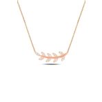 Söğütlü Silver SGTL10293 Gümüş rose zirkon taşlı yaprak kolye