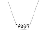 Söğütlü Silver SGTL10294 Gümüş Rodyumlu Siyah Taşlı Yaprak Kolye