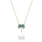 Söğütlü Silver SGTL10303 Gümüş rose yeşil taşlı palmiye kolye