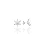 Söğütlü Silver SGTL10389 Beyaz Taşlı Nilüfer Lotus Çiçeği Gümüş Küpe