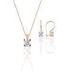 Söğütlü Silver SGTL10594 Rose Tek Taş Kolye ve Çengelli Küpe Gümüş Set