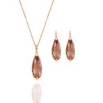 Söğütlü Silver SGTL10598 Rose Zultanit Taşlı Damla Kolye ve Küpe İkili Gümüş Set