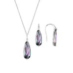 Söğütlü Silver SGTL10599 Rodyumlu Mistik Taşlı Damla Kolye Ve Küpe ikili Gümüş Set