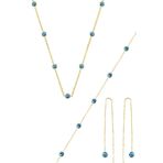 Söğütlü Silver SGTL10614 Altın Yaldızlı Cam Göz Nazar Kolye Küpe Ve Bileklik Gümüş Set
