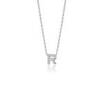 Söğütlü Silver SGTL10619 Gümüş Rodyumlu Üç Boyutlu Minimal R Gümüş Harf Kolye