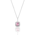 Söğütlü Silver SGTL10731 Gümüş Rodyumlu Pembe Taşlı Pırlanta Montürlü Kolye