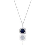 Söğütlü Silver SGTL10731 Gümüş Rodyumlu Safir Taşlı Pırlanta Montürlü Kolye
