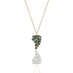 Söğütlü Silver SGTL10752 Gümüş Rose Yeşil Taşlı Yaprak Kolye