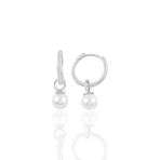 Söğütlü Silver SGTL10873 Rodyumlu 14 mm Incili Halka Gümüş Küpe