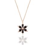 Söğütlü Silver SGTL10898 Gümüş Rose Siyah Taşlı Kar Tanesi Kolye