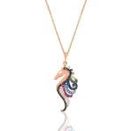 Söğütlü Silver SGTL10925 Gümüş Rose Renkli Taşlı Deniz Atı Kolye