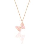 Söğütlü Silver SGTL10932 Gümüş Rose Pembe Zirkon Taşlı Tasarım Kelebek Kolye