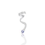 Söğütlü Silver SGTL10971 Rodyumlu Safir ve Zirkon Taşlı Kıkırdak Yılan Gümüş Küpe