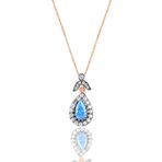 Söğütlü Silver SGTL10989 Gümüş Rose Akuamarin Taşlı Damla Kolye