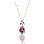 Söğütlü Silver SGTL10989 Gümüş Rose Kök Yakut Taşlı Damla Kolye