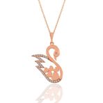 Söğütlü Silver SGTL11033 Gümüş Rose Zirkon Taşlı Kalpli Kuğu Kolye