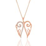 Söğütlü Silver SGTL11035 Gümüş Rose Zirkon Taşlı Işlemeli Kanat Kolye