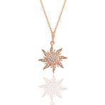 Söğütlü Silver SGTL11113 Gümüş Rose Zirkon Taşlı Güneş Kolye