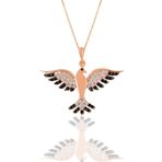 Söğütlü Silver SGTL11130 Gümüş Rose Oniks Taşlı Simurg Anka Kuşu Kolye