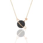 Söğütlü Silver SGTL11134 Gümüş Rose Siyah Taşlı Gezegen Kolye