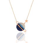 Söğütlü Silver SGTL11135 Gümüş Rose Mavi Ve Zirkon Taşlı Gezegen Kolye