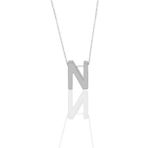 Söğütlü Silver SGTL11181 Gümüş Rodyumlu Üç Boyutlu Minimal N Harf Kolye