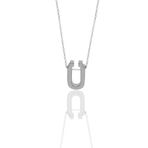 Söğütlü Silver SGTL11181 Gümüş Rodyumlu Üç Boyutlu Minimal Ü Harf Kolye