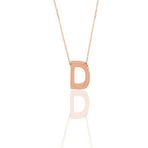 Söğütlü Silver SGTL11182 Gümüş Rose Üç Boyutlu Minimal D Harf Kolye