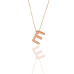 Söğütlü Silver SGTL11182 Gümüş Rose Üç Boyutlu Minimal E Harf Kolye