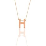 Söğütlü Silver SGTL11182 Gümüş Rose Üç Boyutlu Minimal H Harf Kolye