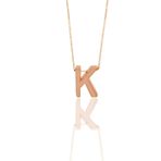Söğütlü Silver SGTL11182 Gümüş Rose Üç Boyutlu Minimal K Harf Kolye