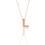 Söğütlü Silver SGTL11182 Gümüş Rose Üç Boyutlu Minimal L Harf Kolye