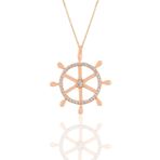 Söğütlü Silver SGTL11184 Gümüş Rose Zirkon Taşlı Gemi Dümeni Kolye