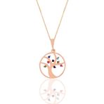 Söğütlü Silver SGTL11189 Gümüş Rose Renkli Taşlı Ağaç Kolye