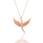 Söğütlü Silver SGTL11197 Gümüş Rose Zirkon Taşlı Kanat Kolye