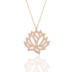 Söğütlü Silver SGTL11211 Gümüş Rose Zirkon Taşlı Lotus Çiçeği Kolye