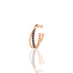 Söğütlü Silver SGTL11234 Rose Onix Taşlı İki Sıra Görünümlü Sıkıştırmalı Tekli Kıkırdak Gümüş Küpe