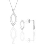 Söğütlü Silver SGTL11612SET Gümüş Rodyumlu Mekik Tek Taşlı Kolye Kupe Ikili Set