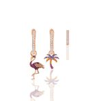 Söğütlü Silver SGTL11638 Rose Zirkon Taşlı Tropikal Kombin Üçlü Gümüş Küpe Seti