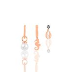 Söğütlü Silver SGTL11643 Gümüş Rose İncili Deniz Temalı Kombin Üçlü Küpe Seti