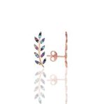 Söğütlü Silver SGTL11679 Gümüş Rose Renkli Taşlı Yaprak Küpe