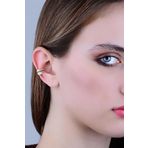Söğütlü Silver SGTL11963 Rose Siyah Taşlı Yaprak Modeli Sıkıştırmalı Kıkırdak Ear Cuff 925 Ayar Gümüş Küpe